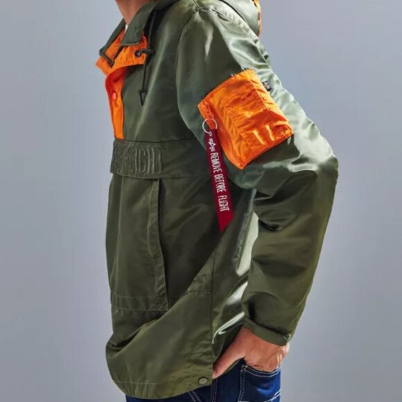 ALPHA INDUSTRIES SEAFARER anorak Sz S SAGE & ORANGE REMOVE B4 FLIGHT HIGH END !! - Picture 4 of 16